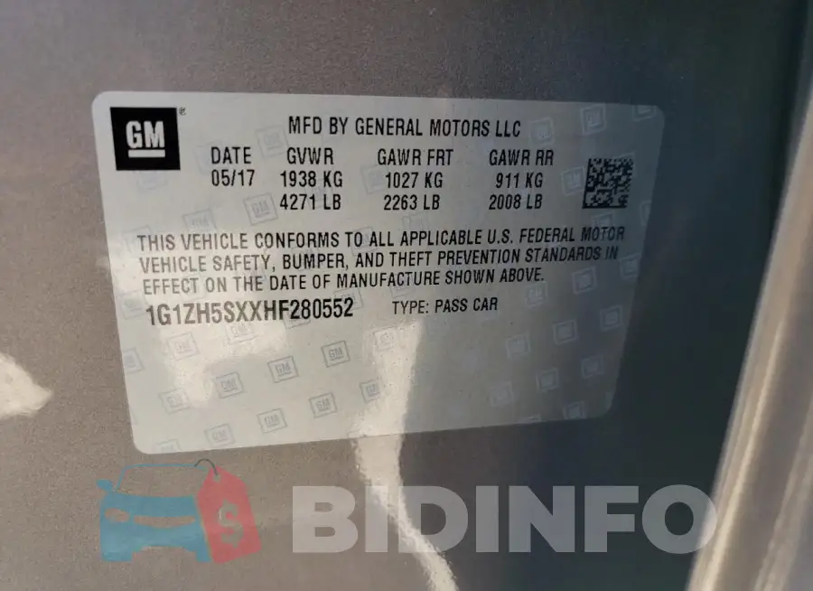 1G1ZH5SXXHF280552 Photo# 12