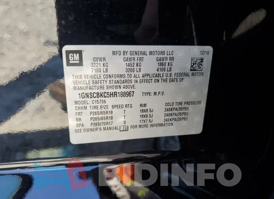 1GNSCBKC5HR188967 Photo# 13