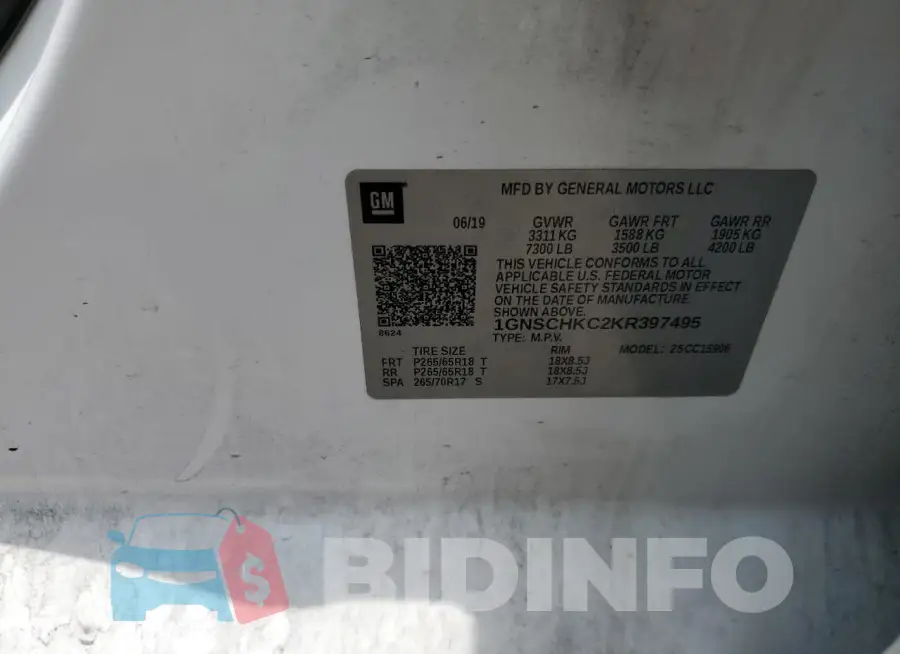1GNSCHKC2KR397495 Photo# 12