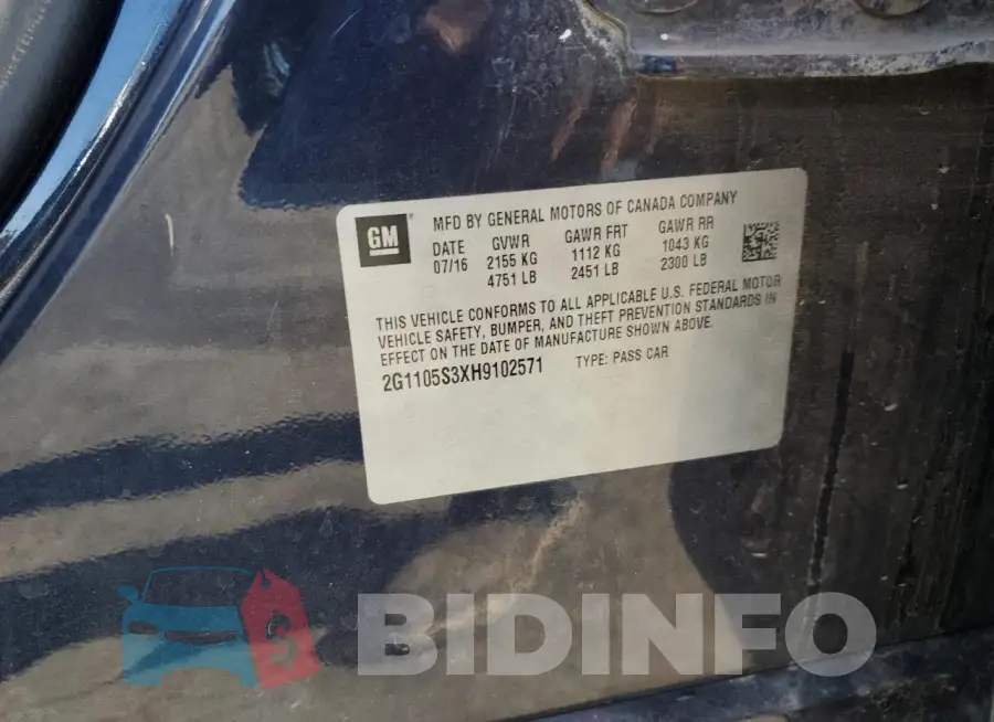 2G1105S3XH9102571 Photo# 12