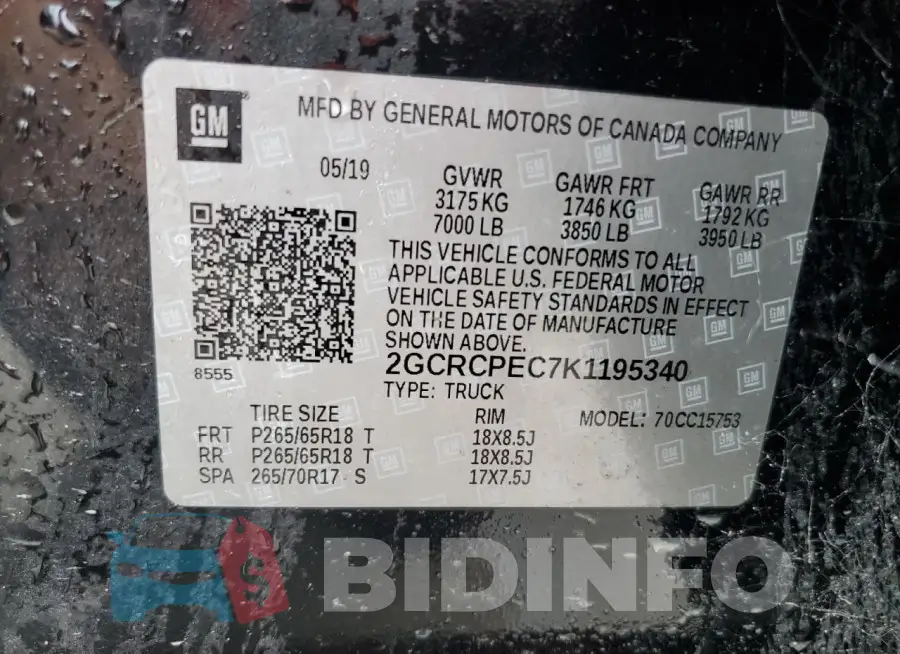2GCRCPEC7K1195340 Photo# 12