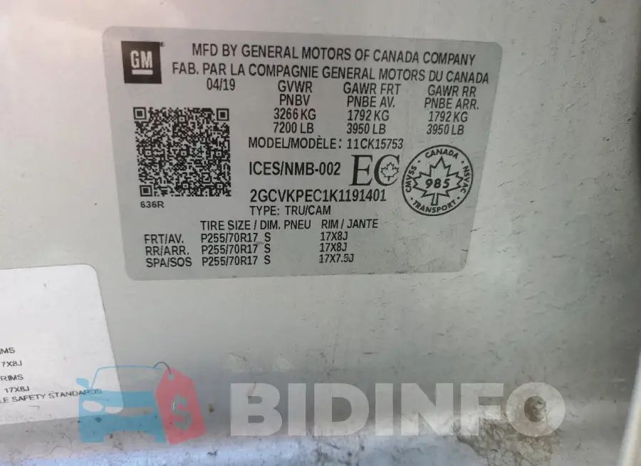 2GCVKPEC1K1191401 Photo# 12