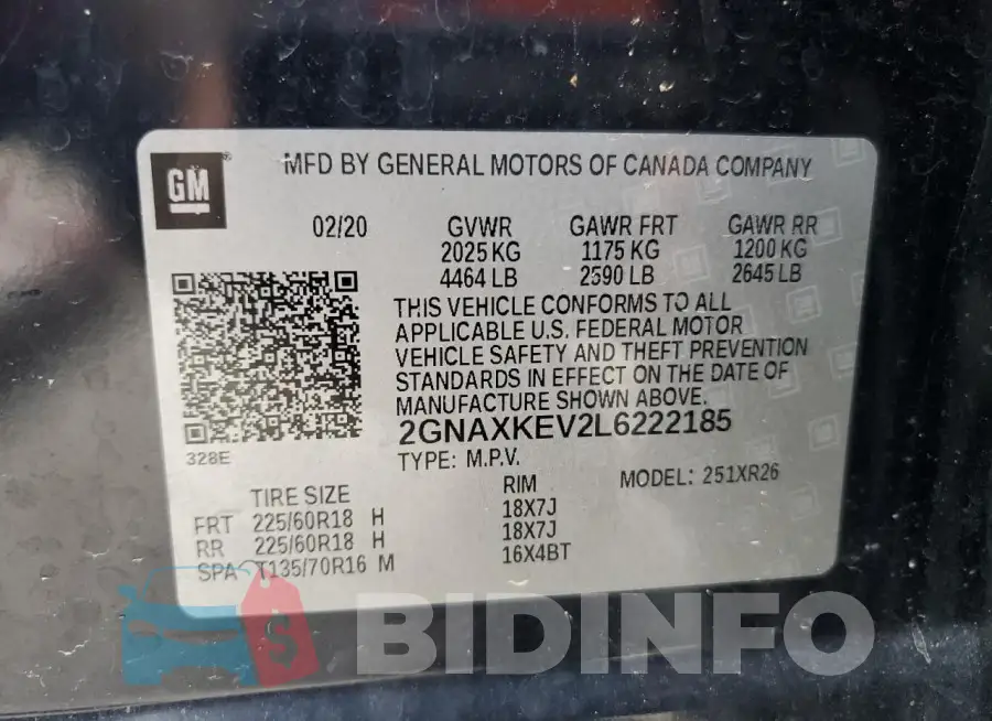 2GNAXKEV2L6222185 Photo# 13