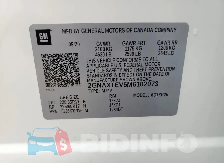 2GNAXTEV6M6102073 Photo# 13
