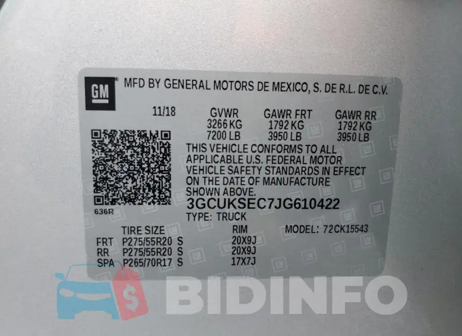 3GCUKSEC7JG610422 Photo# 12
