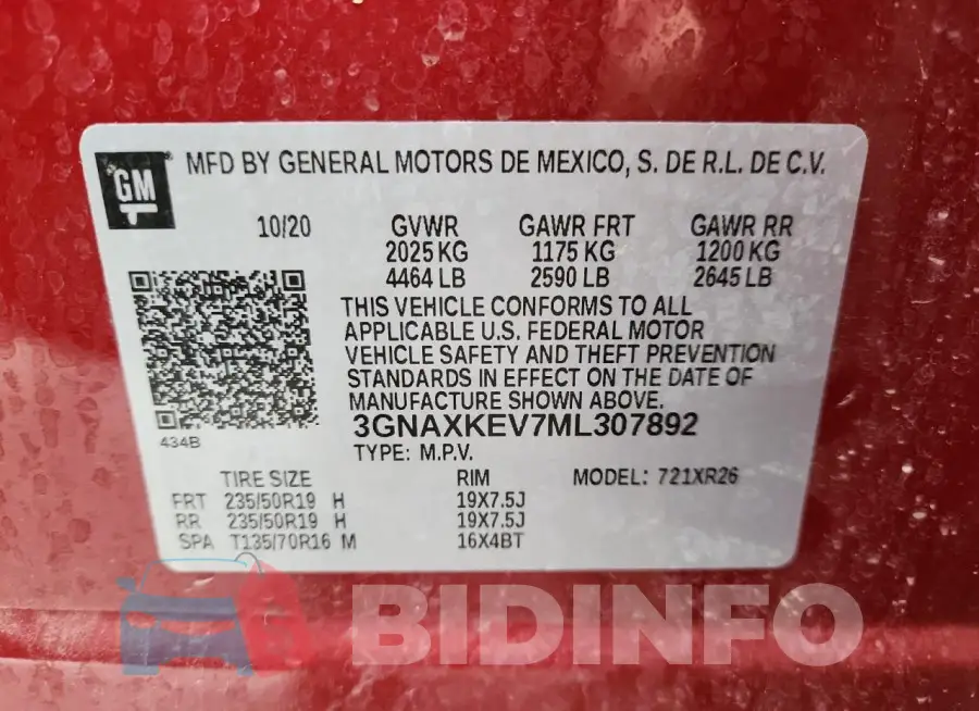 3GNAXKEV7ML307892 Photo# 13