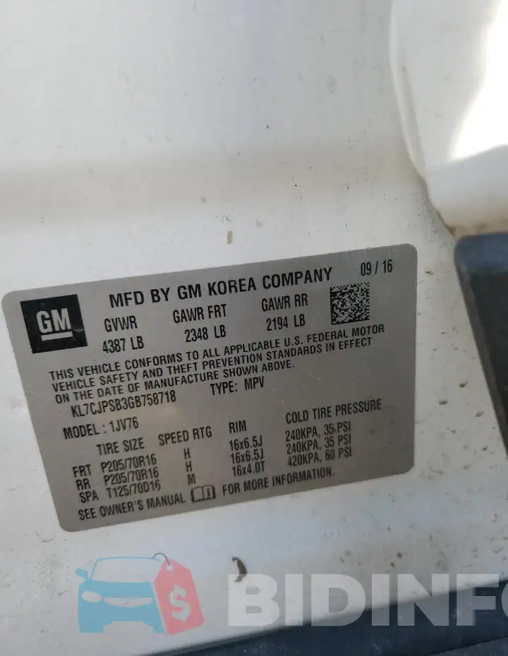 KL7CJPSB3GB758718 Photo# 13
