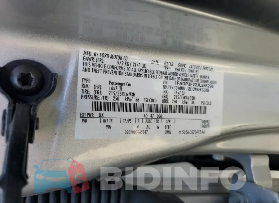 1FADP3F22JL286298 Photo# 12