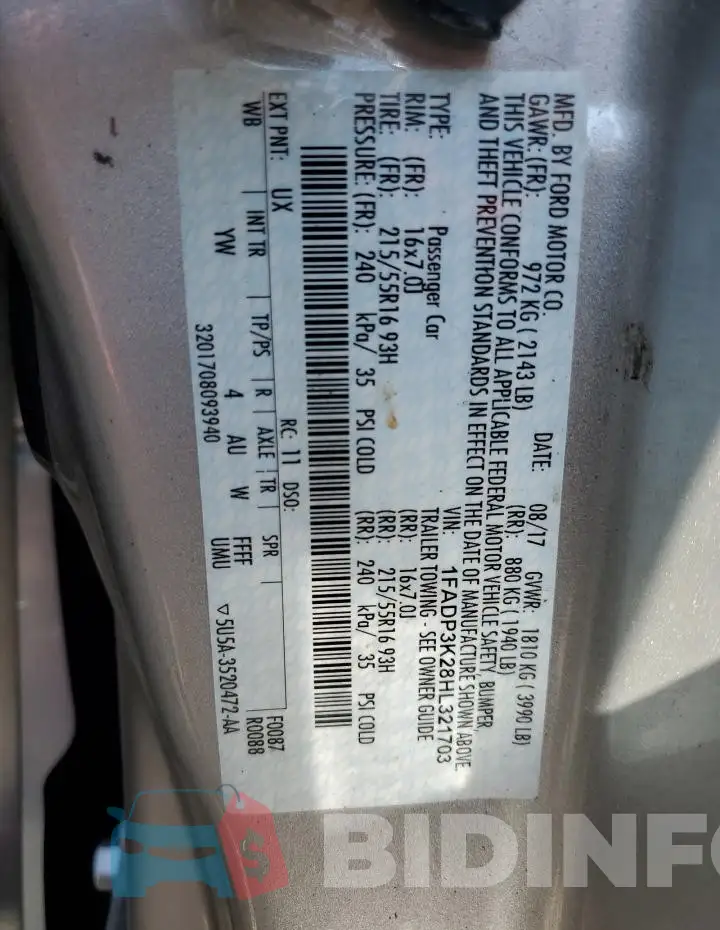 1FADP3K28HL321703 Photo# 13