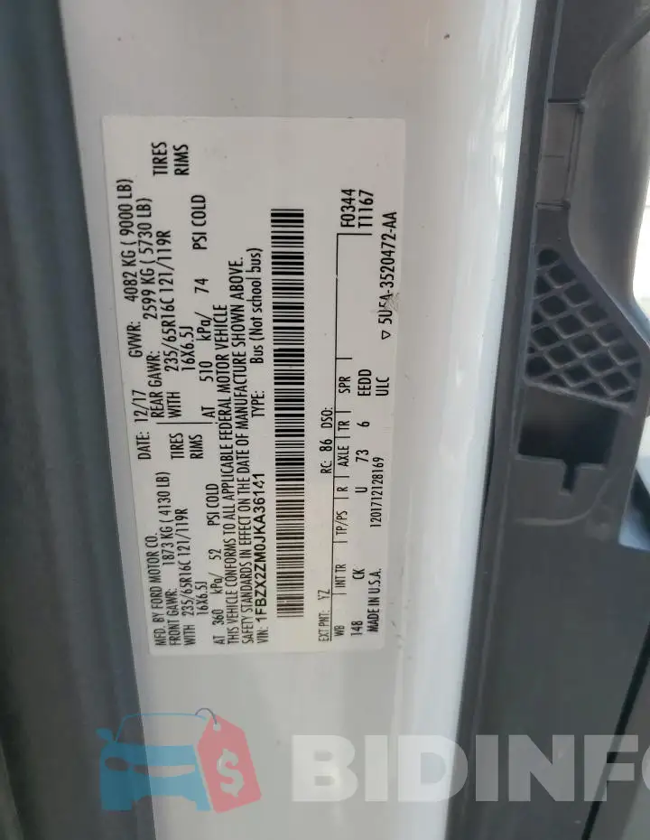 1FBZX2ZM0JKA36141 Photo# 13