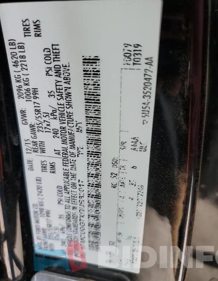 1FMCU0G7XGUB82017 Photo# 13