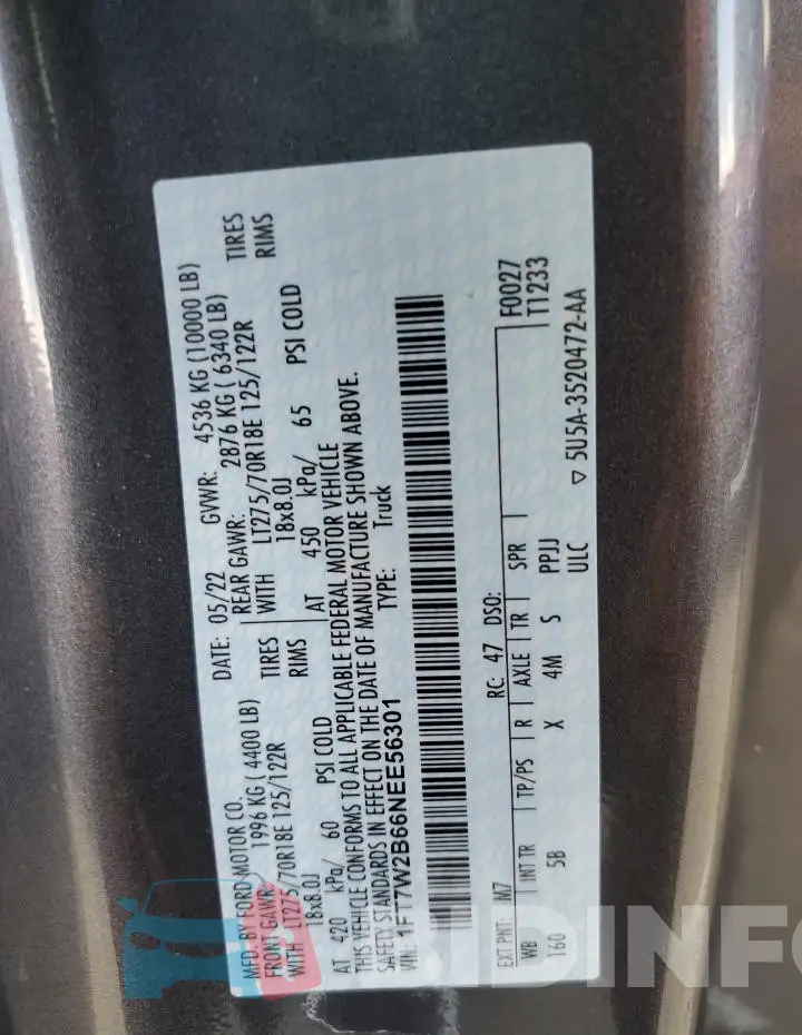1FT7W2B66NEE56301 Photo# 13