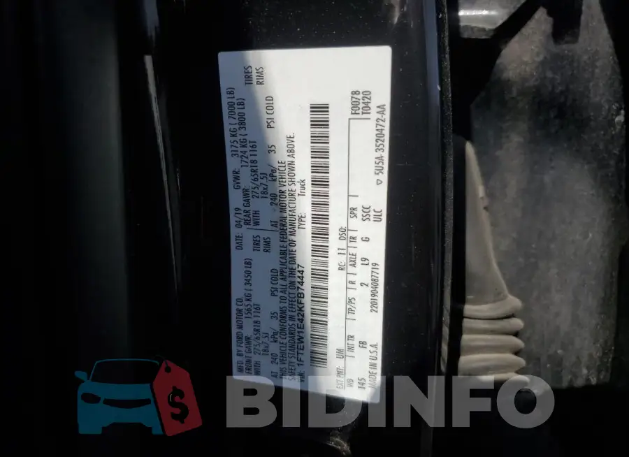 1FTEW1E42KFB74447 Photo# 12