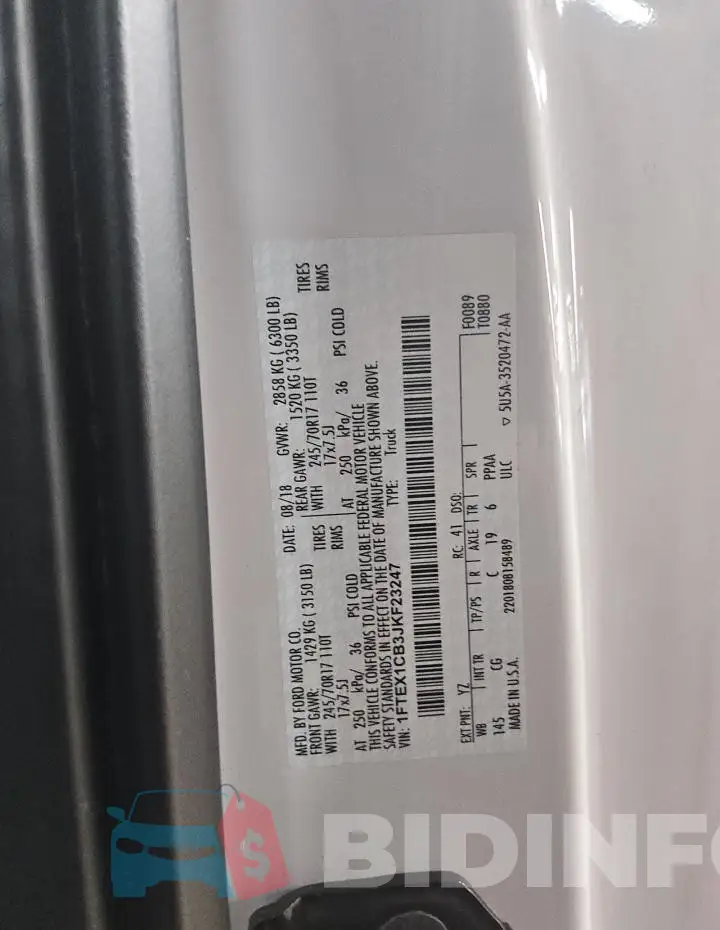 1FTEX1CB3JKF23247 Photo# 12