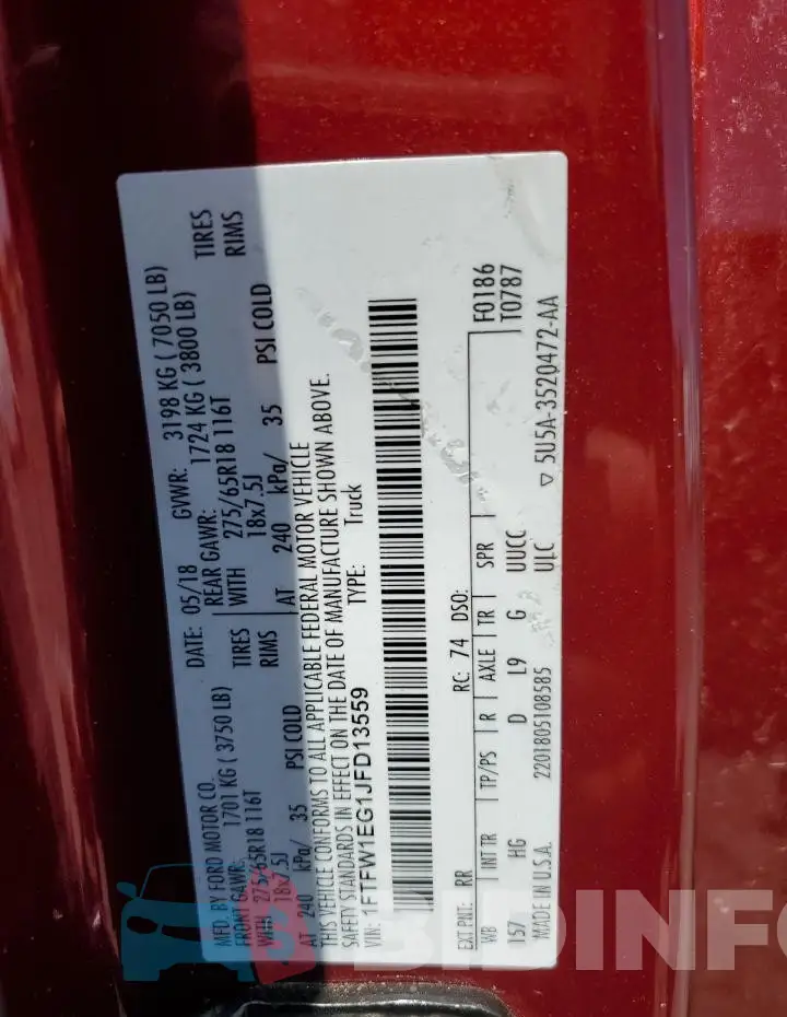 1FTFW1EG1JFD13559 Photo# 13