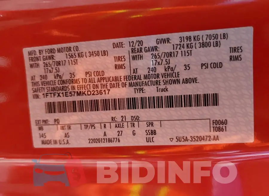 1FTFX1E57MKD23617 Photo# 12