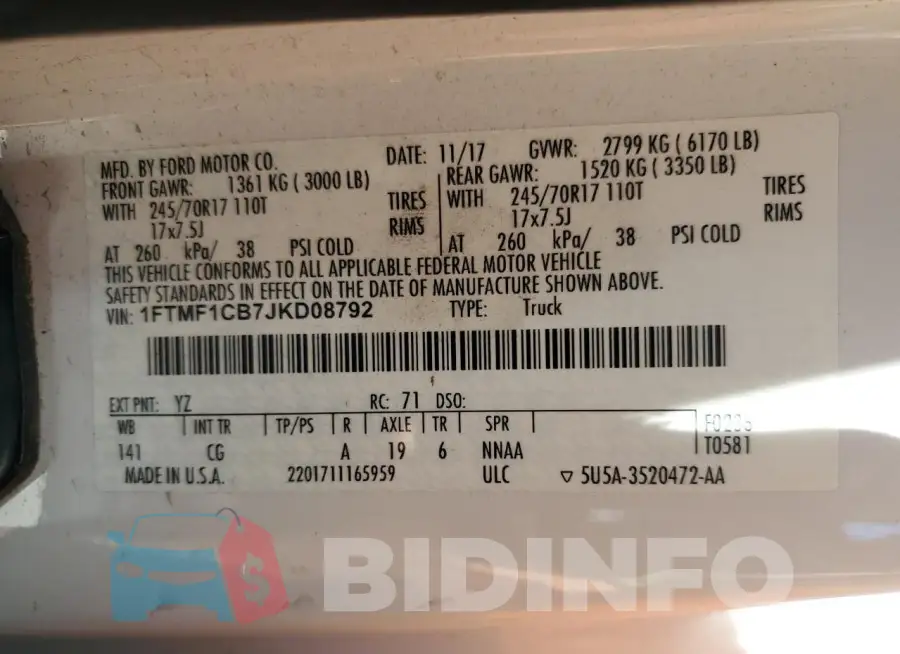 1FTMF1CB7JKD08792 Photo# 13