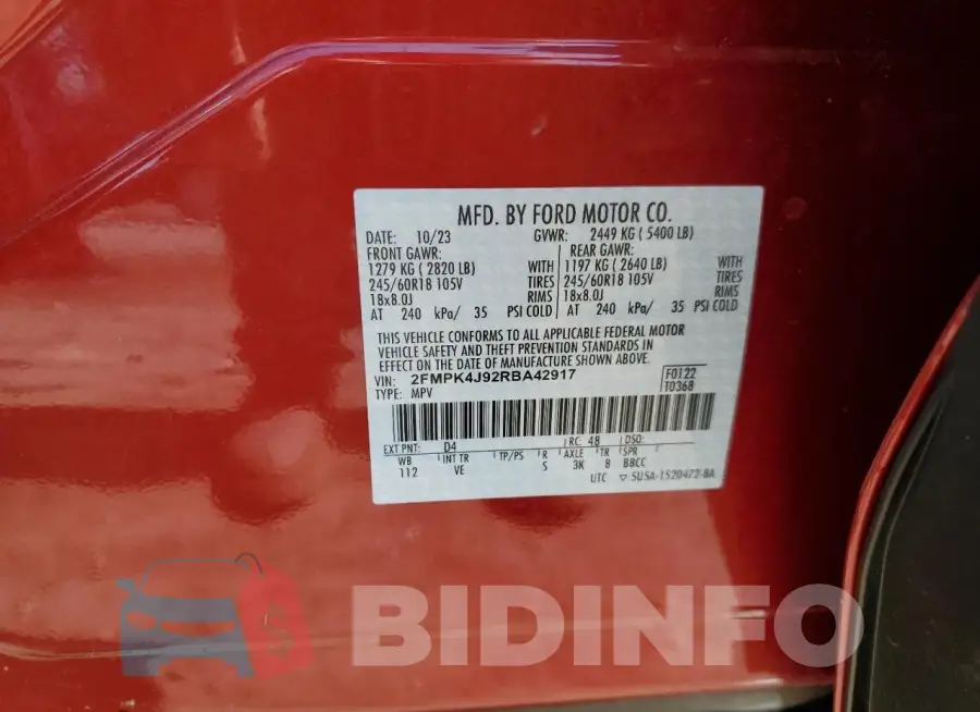 2FMPK4J92RBA42917 Photo# 13