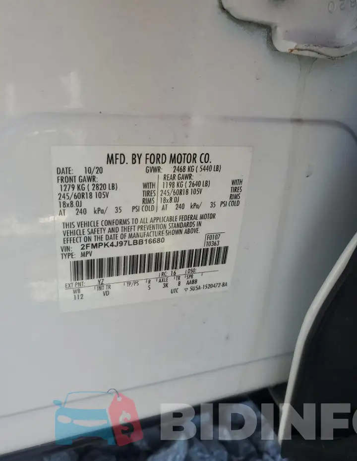 2FMPK4J97LBB16680 Photo# 13