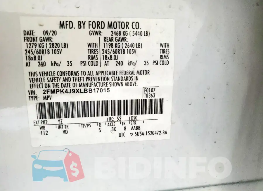 2FMPK4J9XLBB17015 Photo# 13