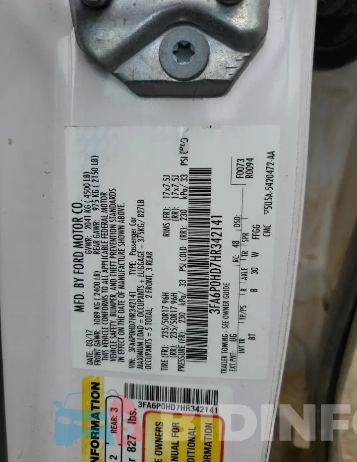 3FA6P0HD7HR342141 Photo# 12