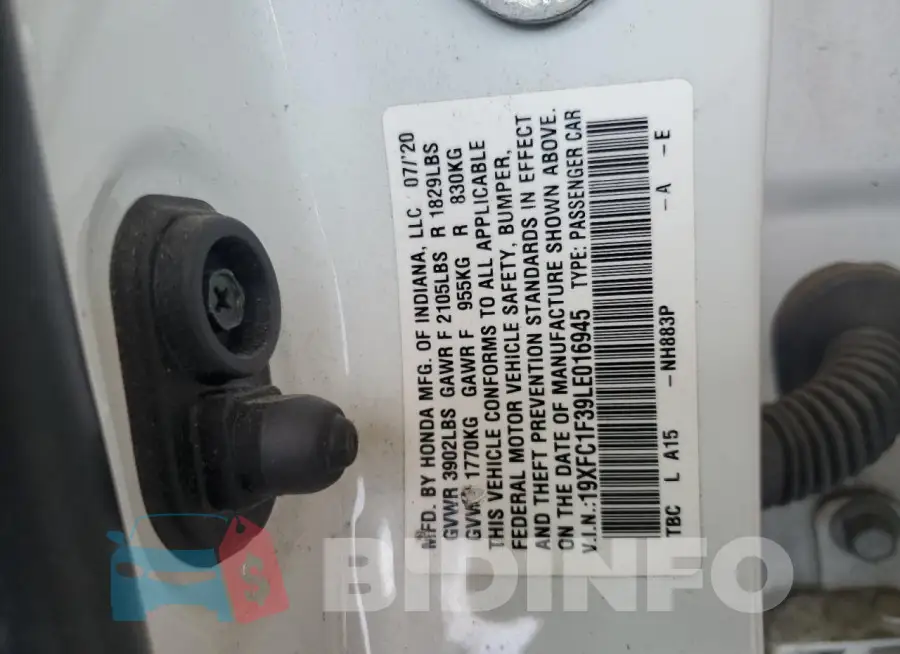 19XFC1F39LE016945 Photo# 12