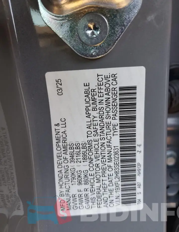 19XFL2H83SE023631 Photo# 13