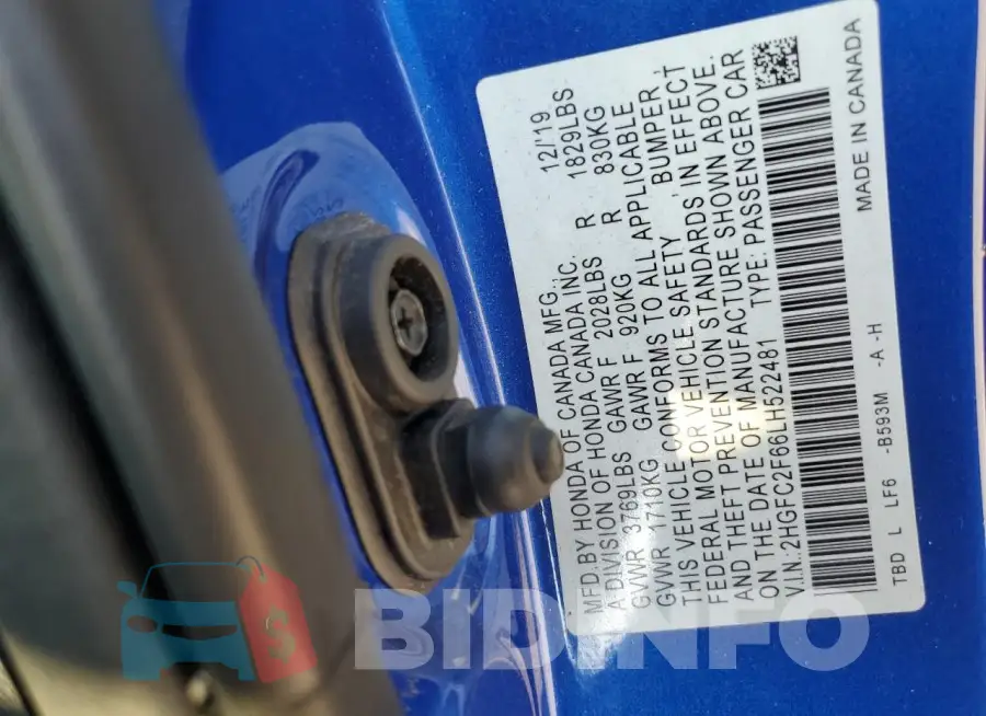 2HGFC2F66LH522481 Photo# 12
