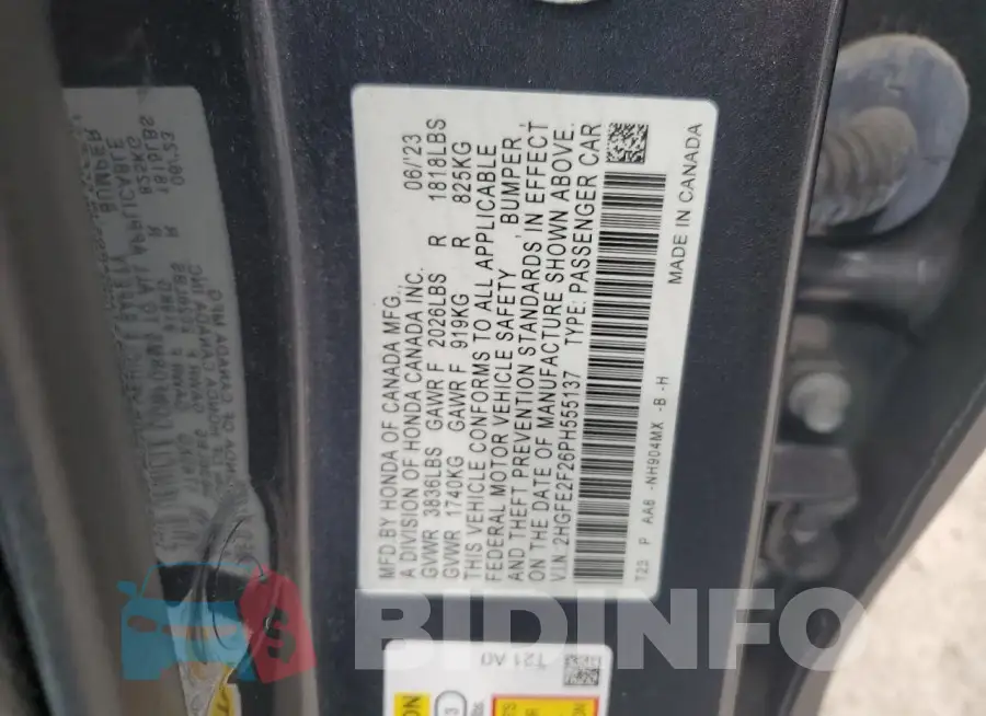 2HGFE2F26PH555137 Photo# 12
