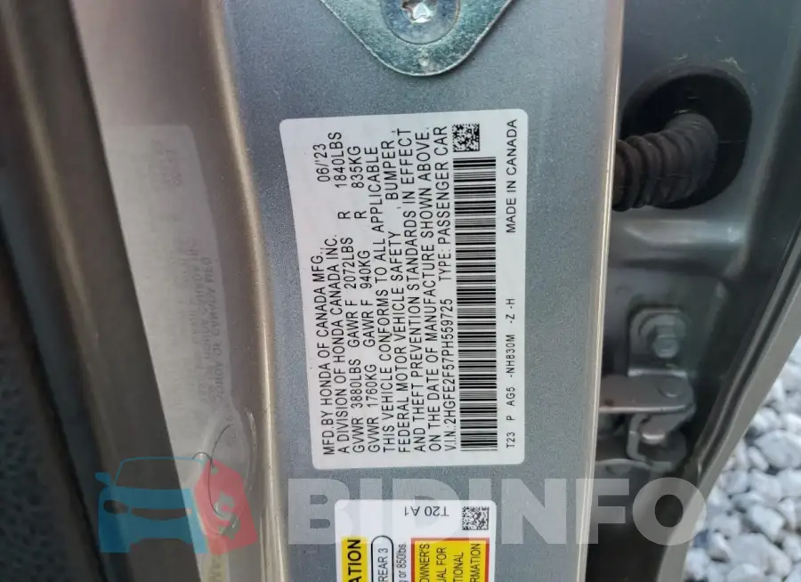 2HGFE2F57PH559725 Photo# 12