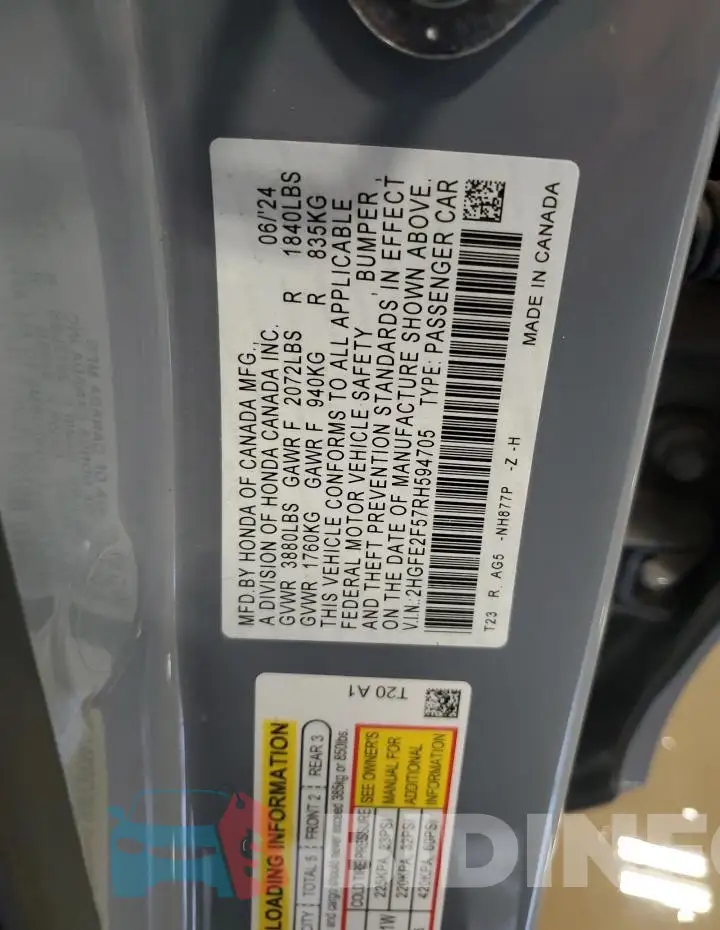2HGFE2F57RH594705 Photo# 12