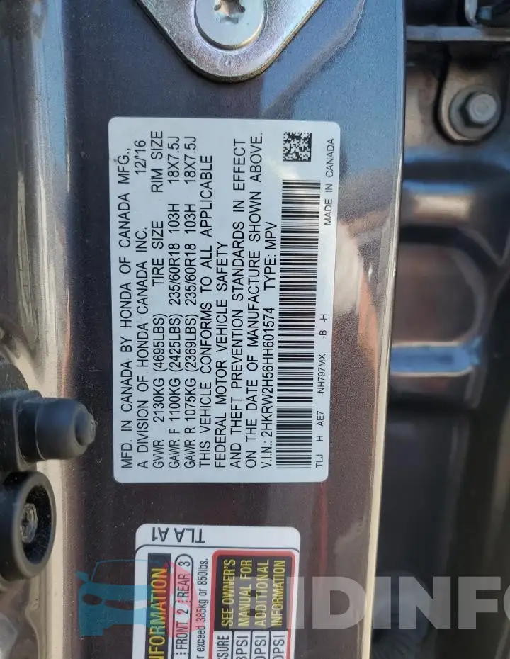 2HKRW2H56HH601574 Photo# 13