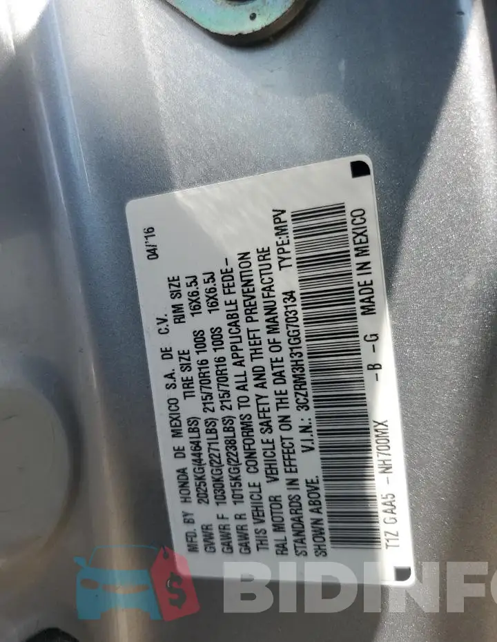 3CZRM3H31GG703134 Photo# 13