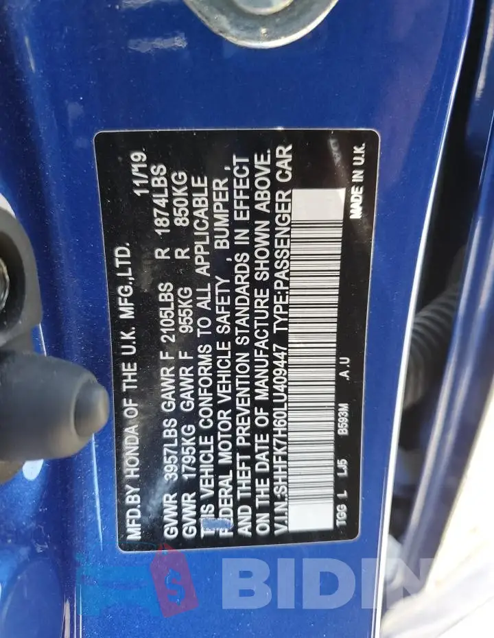 SHHFK7H60LU409447 Photo# 12
