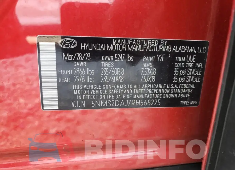 5NMS2DAJ7PH568225 Photo# 13