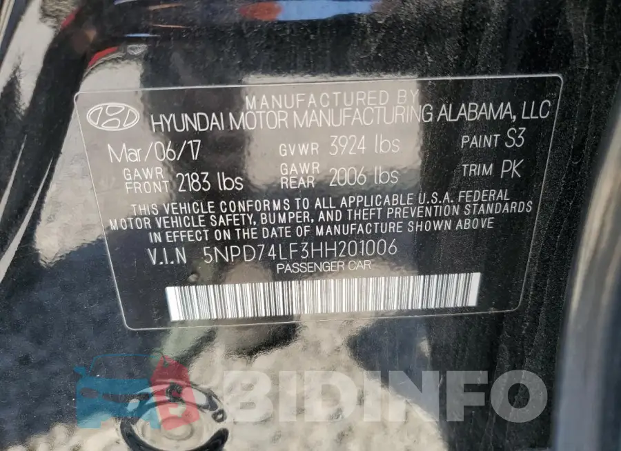 5NPD74LF3HH201006 Photo# 12