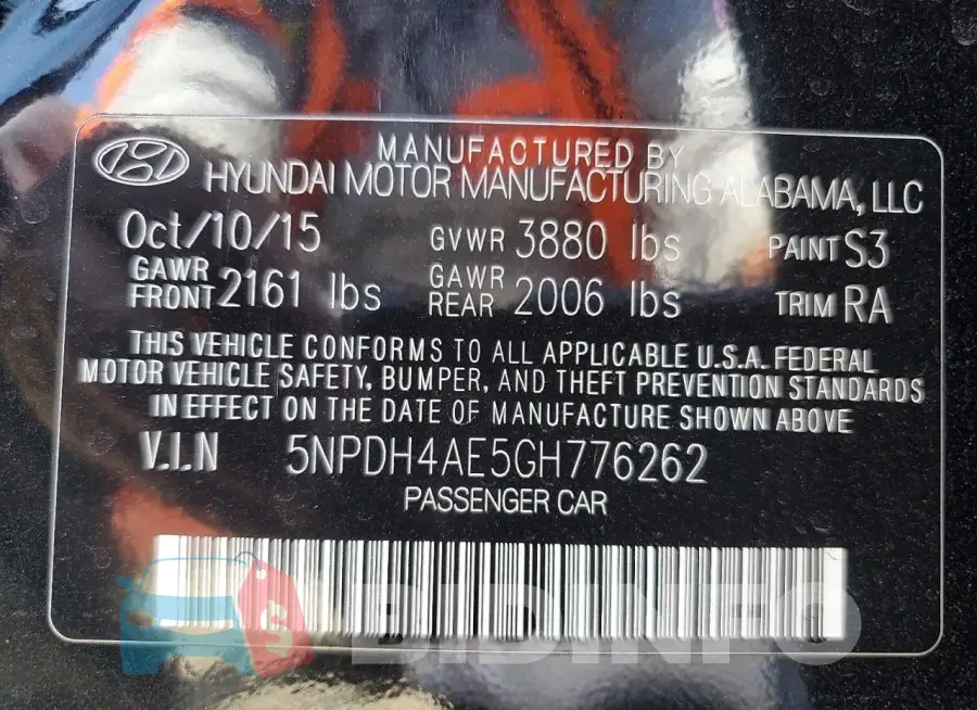 5NPDH4AE5GH776262 Photo# 12
