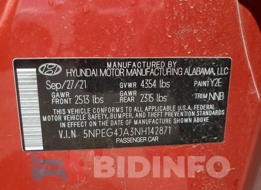 5NPEG4JA3NH142871 Photo# 13