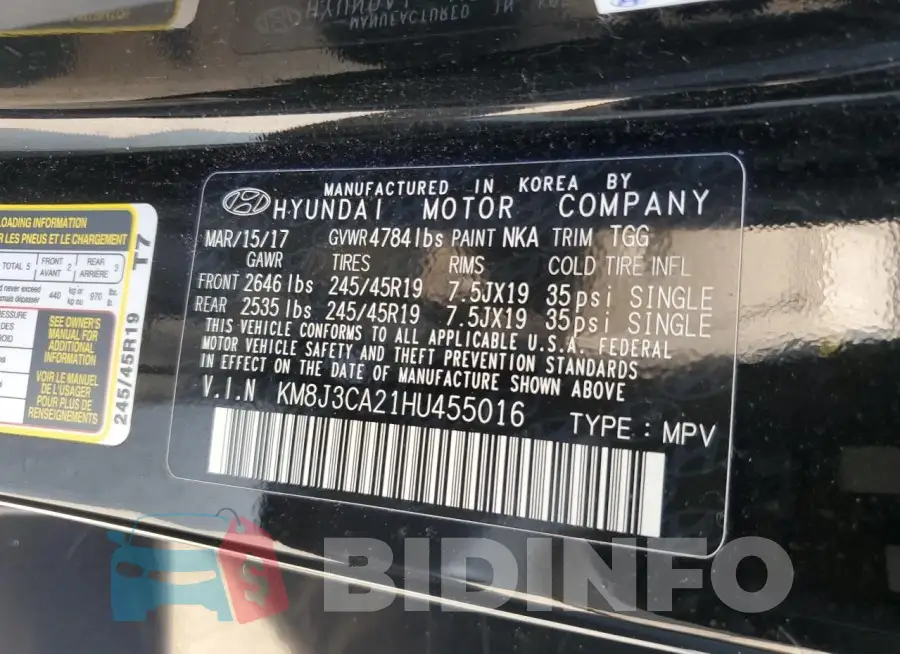 KM8J3CA21HU455016 Photo# 13