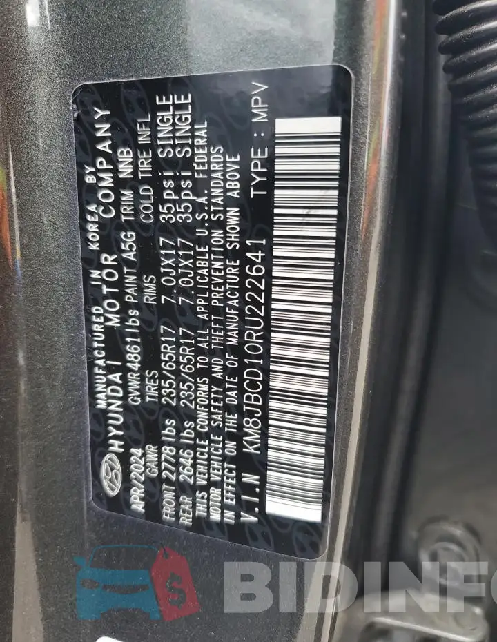 KM8JBCD10RU222641 Photo# 13
