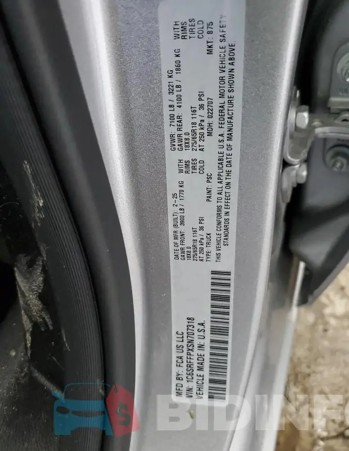 1C6SRFFPXSN707318 Photo# 12