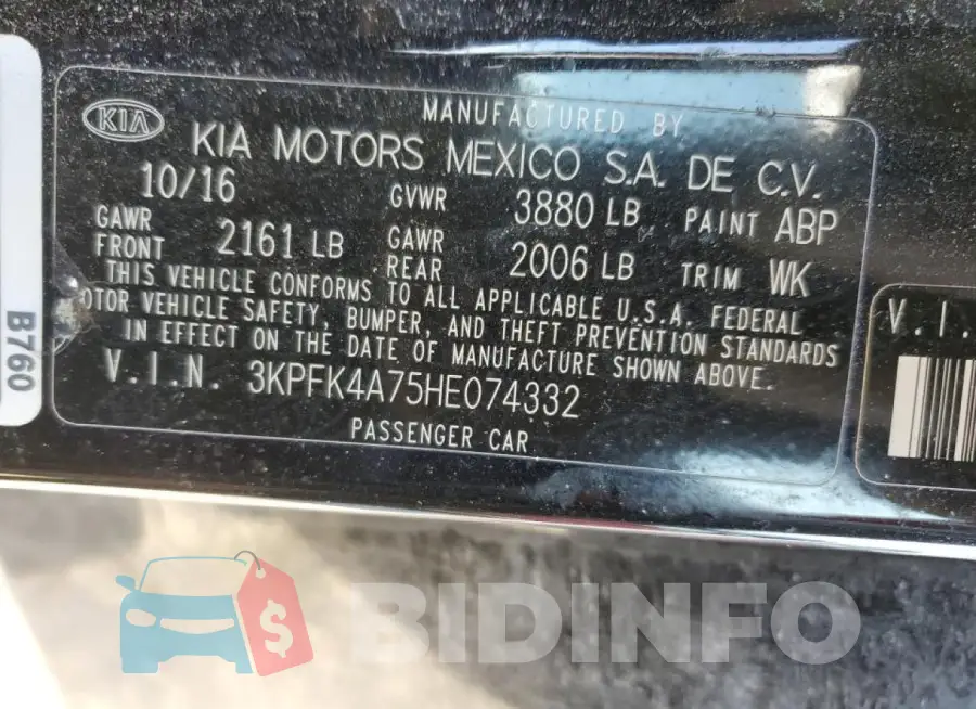3KPFK4A75HE074332 Photo# 13