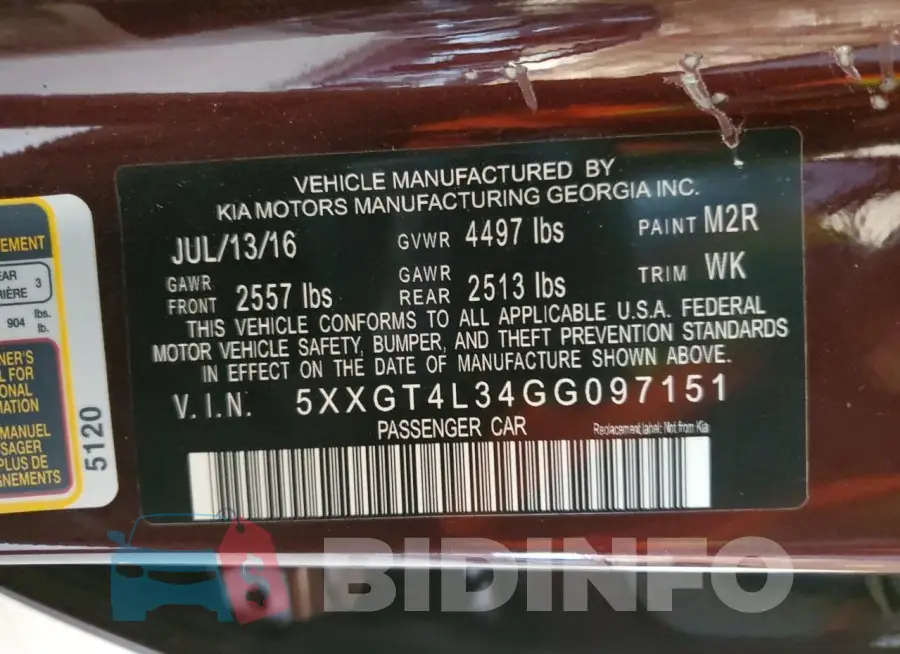 5XXGT4L34GG097151 Photo# 12