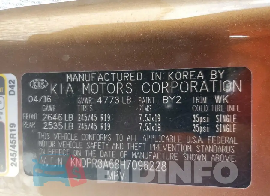 KNDPR3A68H7096228 Photo# 12