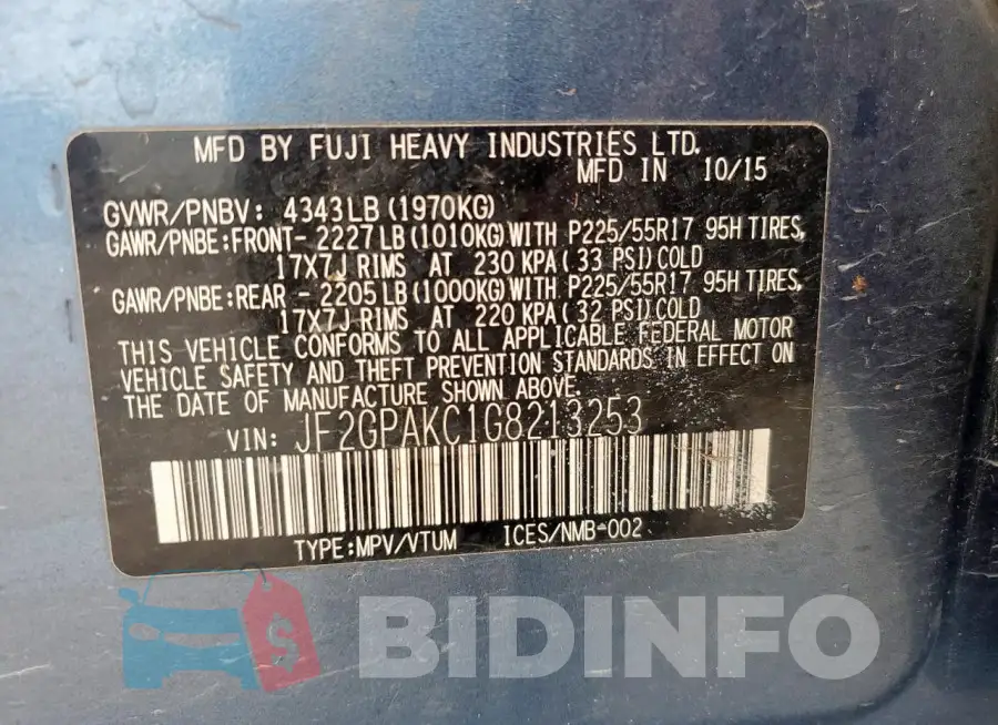 JF2GPAKC1G8213253 Photo# 13