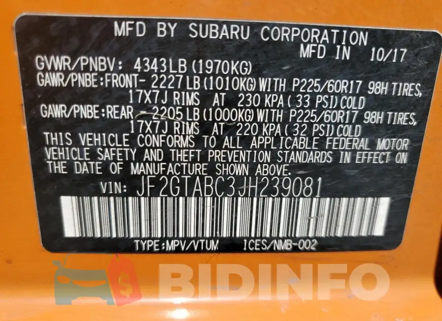 JF2GTABC3JH239081 Photo# 14