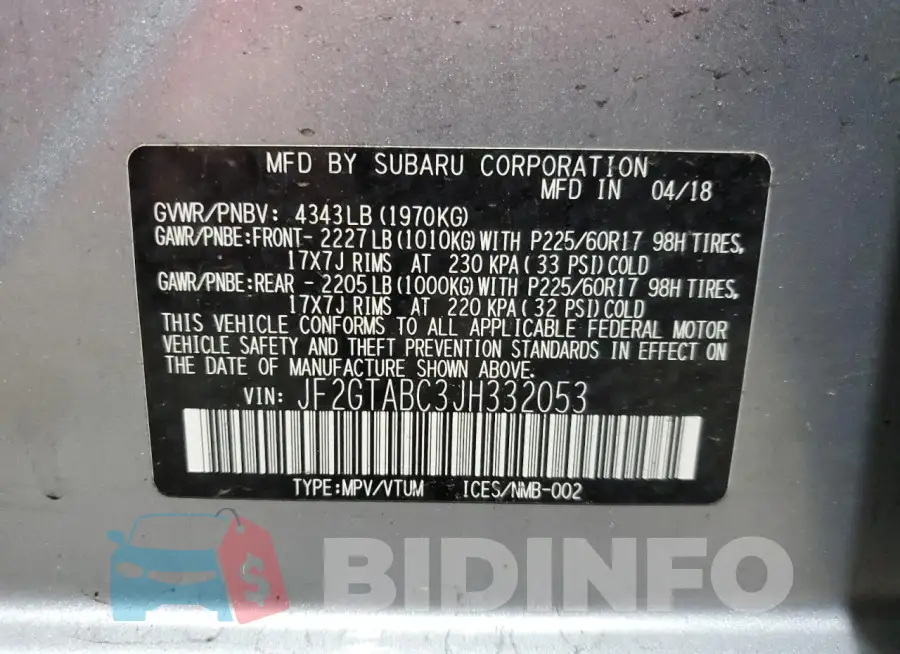 JF2GTABC3JH332053 Photo# 13