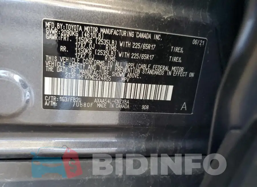 2T3F1RFV7MC224805 Photo# 14
