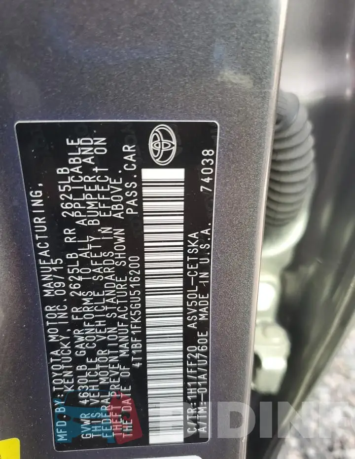 4T1BF1FK5GU516200 Photo# 13