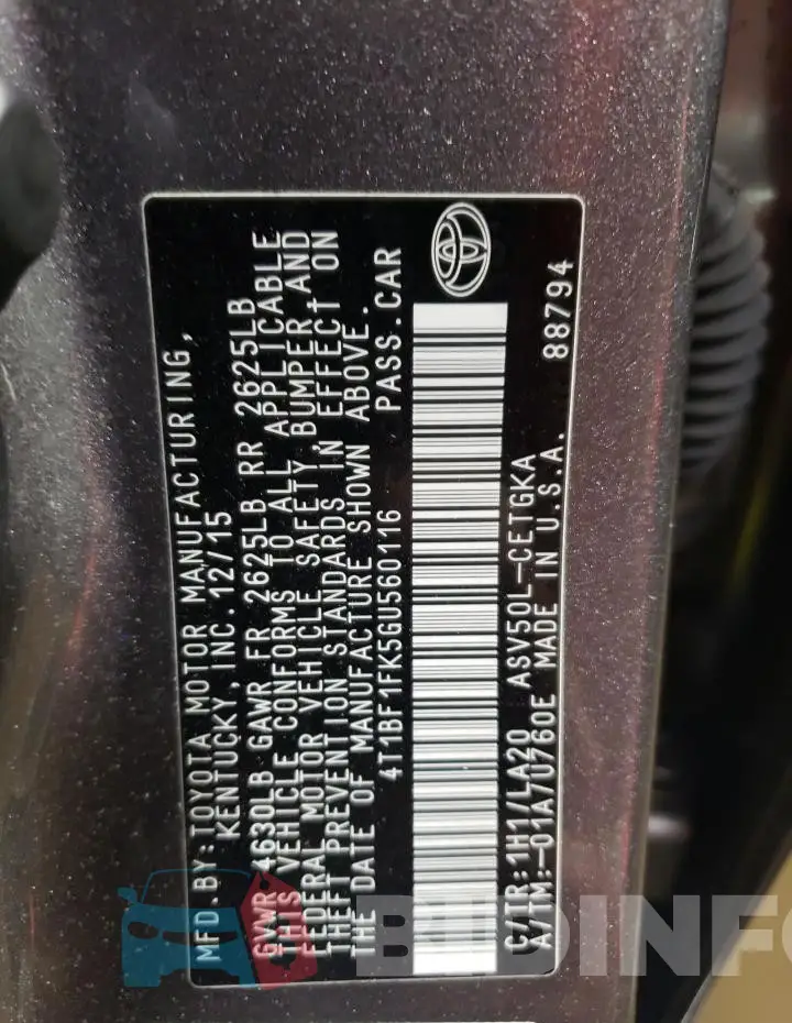 4T1BF1FK5GU560116 Photo# 12